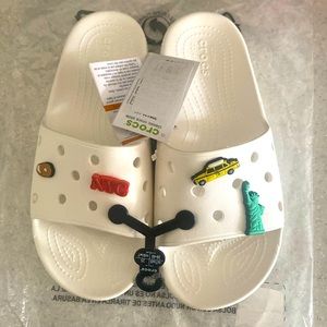 NWT White Ladies Croc Slides